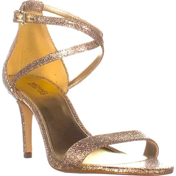 Michael kors gold silver glitter sand pump heels sandals new in box 6 7.5 8 MK - Picture 2 of 9